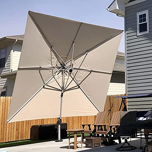 PURPLE LEAF Sonnenschirm Balkon 365 x 365 cm Ampelschirm Drehbar Marktschirm Groß 360° Rotation, Gartenschirm mit Kurbel, XXL Sonnenschutz UV50+, Beige