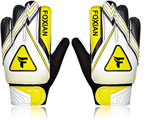 Fussball Torwarthandschuhe Kinder mit super Grip Latex mit stoßdämpfender Polsterung zum Schutz der Handflächen und Finger, Kinder-fußball Handschuhe für Jungen und Mädchen (7, gelb)