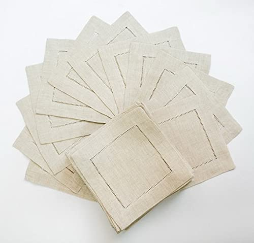 VIXDA 12 Pezzi tovaglioli da Cocktail tovaglioli in Tessuto di Cotone e Lino 8x 8 (20x20 cm)