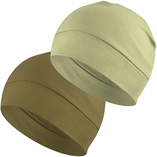 EINSKEY Unisex Skull Caps, 2-Pack Cotton Beanie Hat for Running Cycling Sleeping Cap Chemo Headwear Hard Hat Helmet Liner