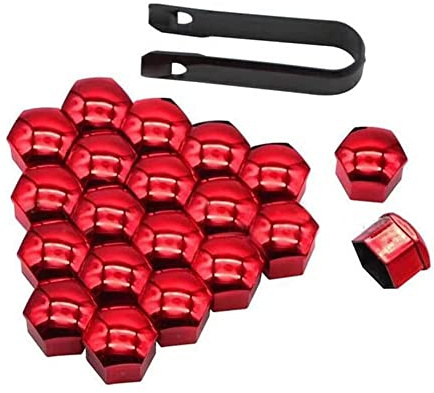 HELMII 20 Stücke Auto Radschraubenkappen für V-W Golf 7 GTI MK7, Auto Mutter Rad Auto Hub Schraube Schutz Diebstahlschutzkappe Zubehör,19mm-C/Red
