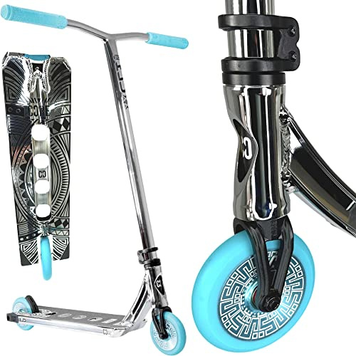 CORE CL1 Pro Park Trottinette freestyle - Hauteur : 86 cm - Roues de 110 mm - ABEC 9 - Pour débutants et professionnels - À partir de 10 ans - Chrome/turquoise