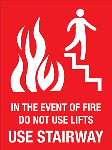 Feuer – Im Brandfall Keine Aufzüge Benutzen, Sondern Treppen Benutzen Warnschild Blechschild Deko Blechschild Zinnschild Für Draußen Innen 20X30cm