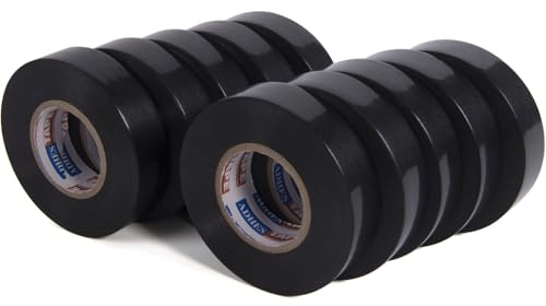 ADHES Schwarz Isolierbänder Iso tape 19 mm x 20 m x 10 Rollen | Elektriker Klebeband