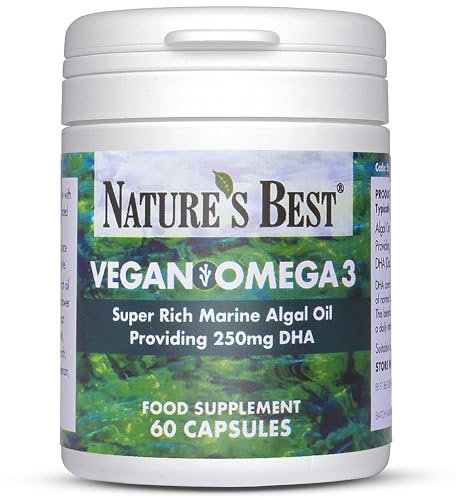 Nature's Best Vegan Omega 3 Oil - High-Strength, 250mg DHA - Plant-Based, Supports Vision & Brain Function - UK Made - 60 Vegan Capsules (2 Months' Supply)