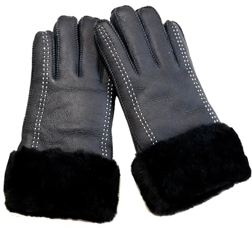 Woolous Schaffell Handschuhe Damen Winter, Wolle-Futter Lammfell Damen Handschuhe, Super Warm FäUstlinge für Kaltes Wetter