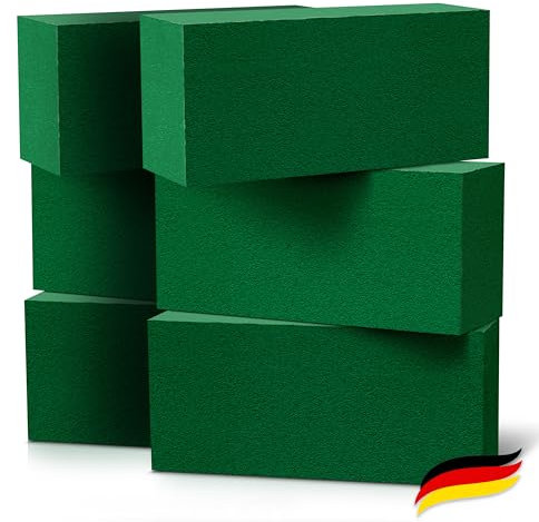 FLORALY 6x Steckschaum Nasssteckschaum | Premium Blumensteckschaum Made in Germany 22x11x8 | Universelle Steckmasse Steckschwamm Steckziegel kompostierbar f. Blumen-Gestecke z. Basteln Feiern Hochzeit