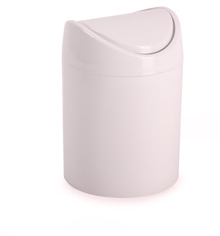 CABLEPELADO Papelera basculante plástico para mesa, Mini Basurero de Mesa, Cubo de Basura para Escritorio, Papelera de Oficina Pequeña, Papelera de Plástico con Tapa Basculante, 1.4 Litros, Rosa