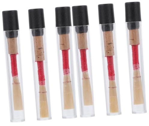 ibasenice 6stücke Holz-oboe-rohre Mit Aufbewahrungsboxen Handgefertigte Oboe-schilfrohre Für Verschiedene Aufführungen Kompakte Gleichmäßiger Und Feine Verarbeitung Holzfarbe