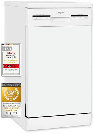Exquisit START Geschirrspüler 45 cm, Unterbaufähig, 9 Maßgedecke, 9 Liter, Startzeitvorwahl, Power+, ECO-Modus, GSP59109-030E weiss
