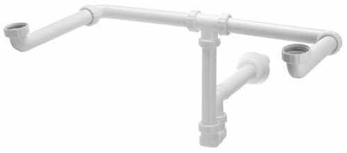 Bruckner Accesorios - Sifón Mosquito para lavabo doble, 1 1/4, desagüe 40 mm, blanco 151.130.0