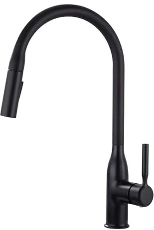 Wasserhahn Küche Waschtischarmatur Bad Mischbatterie Badarmatur Zwei Sprühfunktionen Küchenarmatur 360°Schwenkbar mit Brause Ausziehbar für Bad Küchen (Schwarz)