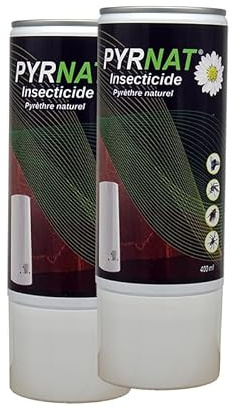 Aerosol Pyrethre Végetal recharges 2x400ml Anti Mouches, Moucherons, Moustiques, Mites, Punaises de Lit