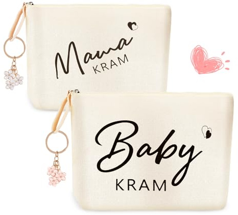 HGRGHH 2PCS Geschenke für Mama zur Geburt, Baby Erstausstattung, Mutter Beutel mit Reißverschluss und Blumenbehänge, Neugeborene Geschenk, Babyparty Geschenk für Schwangere Freundin Werdende Mama