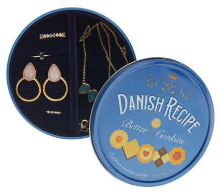 Balvi Danish Coockies Jewellery Box Colour Blue Simulates a Box of Biscuits Tin/Velvet