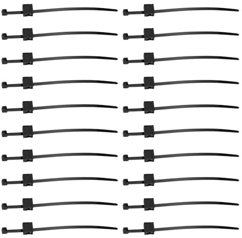 eMagTech 20 Stück 4,6 X 200 mm K2 PA66W Kunststoff Kabelbinder mit Randclip Nylon Kabelbinder mit Steckmöglichkeit für Solar Befestigungsclip Und Photovoltaik