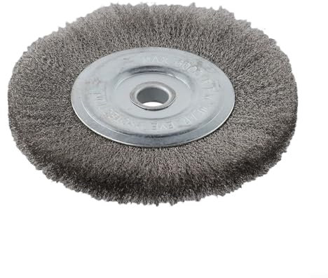Zeroupshop Ruota metallica, in acciaio inox ondulato, spazzola metallica crimpata da 15,2 cm, spazzola per smerigliatrice da banco
