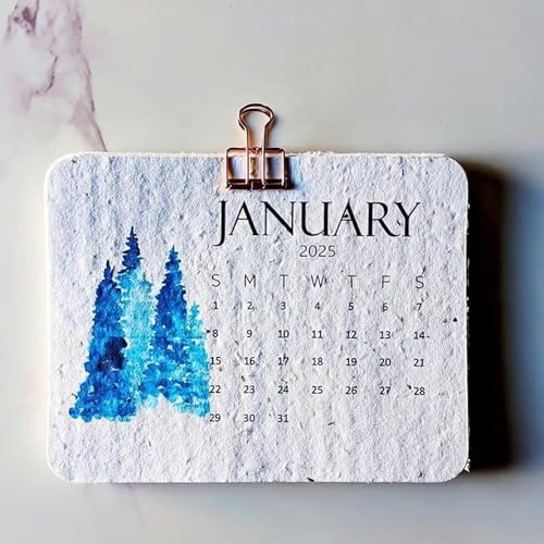 Pflanzbarer Samenkalender 2025 | Wandkalender aus recyceltem Samenpapier | Biologisch abbaubares Samenpapier Kalender | Pflanzbarer 12-Monatskalender | Tragbare M-ini-Kalenderkarten
