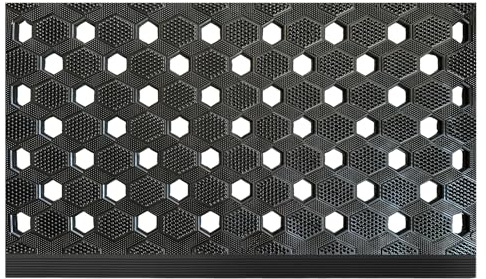 LSC Hexa Rubber Door Mat Heavy Duty Non-Slip Entrance Mat All-Weather Dirt Trapper for Front Door Patio Garden & Indoor Outdoor Use (45 x 75 cm) (PACK OF 1)