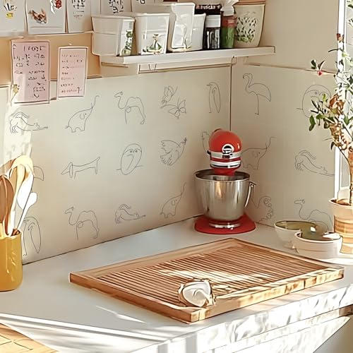 Alwayspon Selbstklebende Vinyl-Wandfliesen-Aufkleber, 20 cm, zum Abziehen und Aufkleben, Transfer-Vinylboden, wasserdichter Spritzschutz für Küche, Bad, Beige, 10 Stück