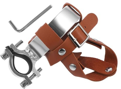 HEMOTON Retro Bicycle Water Bottle Cage for Handlebar Adjustable Bike Cup Holder for Outdoor Cycling Fits Bike Leather Material Cycling Beverage Rack