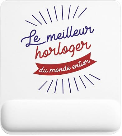Planetee Tapis de Souris Horloger Meilleur Monde | Accessoire Bureau Ergonomique - Idéal pour Anniversaire, Collègue, Secret Santa Noël, Fête des Pères et Fête des Mères