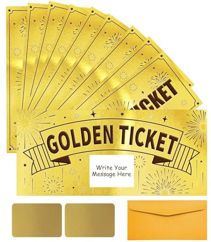PLIGREAT 10 Packung Goldene Rubbelkarten Mit Umschlägen Feuerwerk Design Zum Selbermachen Ihrer Eigenen Überraschungskarten Rubbellose Mit Aufklebern Für Tombola Geschenke Partyzubehör
