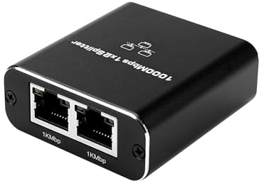 DEWIN Switch Ethernet 2 Porte,Sdoppiatore Ethernet RJ45 2 Porte 1000 Mbps Switch di Rete LAN Gigabit,Splitter di Rete Cat5/5e/6/7/8 con Cavo USB-C