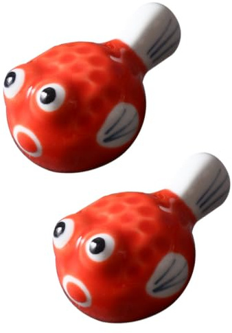 Sewroro 2pcs Ceramic Chopstick Holders, Japanese Style Chopstick Rests, Pufferfish Design, for Home Dining, 1.89 x 1.26 x 0.91 Inches