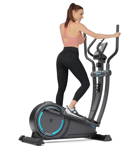 Dripex Cross Trainer, Magnetic Elliptical Machine for Home, Quiet & Smooth Elliptical Cross Trainer w/ 16 Levels Resistance, 8KG Flywheel, 38CM Stride, LCD Monitor, Pulse Sensor (Blue)