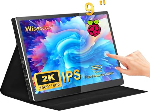 wisecoco Portable Monitor 9 inch 2K 2560 * 1600 IPS Touch Screen NTSC USB C HDMI Secondary External Computer Laptop LCD Monitor for MacBook Pro Air Laptop Phone Xbox PS5