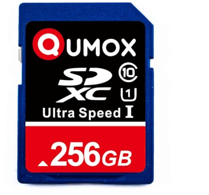 QUMOX Carte Mémoire SDXC 256 Go UHS-I Classe 10 – Jusqu’à 80 Mo/s Lecture, 60 Mo/s Écriture – Carte SD Ultra Rapide pour Appareils Photo Reflex, Vidéo, Jeux, Dashcam et Enregistrement 4K Full HD
