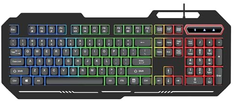 INDOTEAM RGB Gaming Keyboard - USB Wired Computer Mechanical Keyboard with RGB Illumination - LED Backlit Keyboards with Mechanical Feeling for Working Gaming PC Gamers
