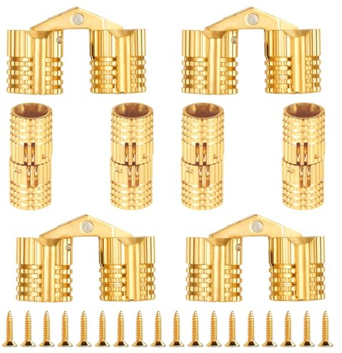 Einbohrscharnier, 8 Stück 8 mm Messing Tonnenscharnier Unsichtbar Verdeckte Kupfer Scharnier Kupfer Unsichtbare Barrel Scharnier Unsichtbares Möbelscharnier Für DIY Geschenkboxen Schmuckschatulle