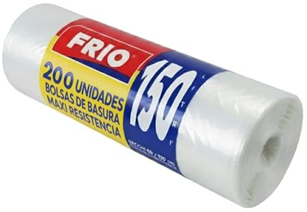 FRIO 200 sacs-poubelle transparents, 150 L, ultra résistants et étanches, avec lien de fermeture – grand pack économique 80x120 cm, idéal maison, jardin, bureaux et déchets collectifs