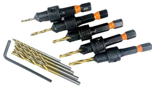 11 brocas avellanadas de profundidad ajustable con agujero experimental chapado en metal vástago hexagonal para uso profesional, profundidad ajustable