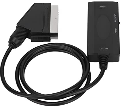 Plyisty Convertitore da Interfaccia Multimediale HD a SCART, Adattatore AV Full HD 720P 1080P con Interruttore PAL NTSC, per Monitor HDTV Proiettore STB VHS Lettori DVD