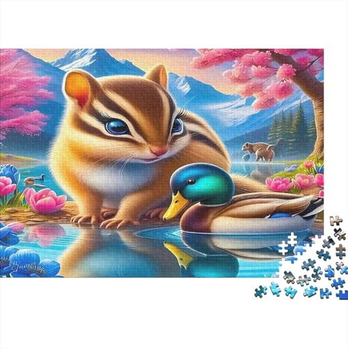 Puzzle 1000 Pièces 70x50cm en Papier Recyclé pour Adultes Tamia Compagnon Canard Jeu Impossible Stimulant Améliore Pensée Spatiale Cadeau Amusant