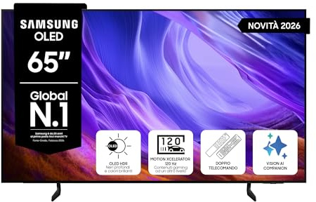 Samsung Smart TV 65 QE65S83HAEXZT OLED 4K, NQ4 AI Gen2 Processor, OLED HDR, Motion Xcelerator 120Hz, Dolby Atmos, FreeSync Premium, Premium Gaming Pack, Vision AI, Contour Design, Alexa, 2026