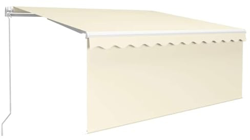 Roanoer Auvent à bras articulé avec store - 300 x 250 cm - Crème - Auvent manuel avec brise-vue - Protection solaire pour terrasse et balcon - Structure stable en aluminium - Blanc