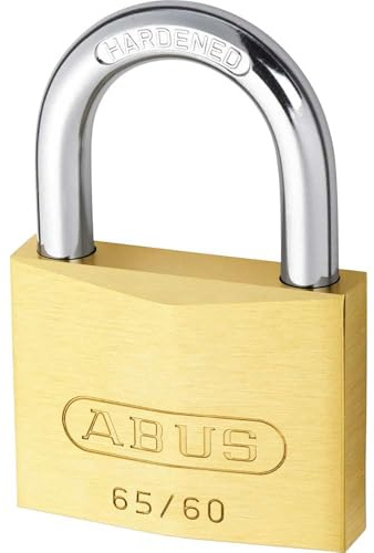 ABUS Vorhängeschloss Messing 65/60 gl.-601 - gleichschließend - Kellerschloss, Spindschloss u. v. m.- Messing-Schlosskörper - gehärteter Stahlbügel - ABUS-Sicherheitslevel 6