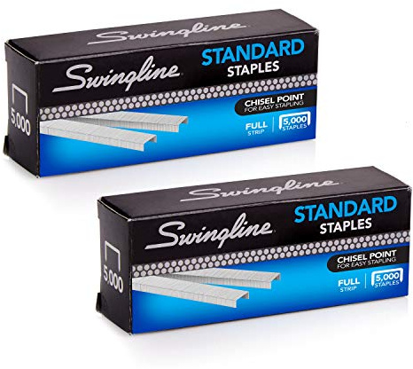 Swingline Staples, Standard, 1/4 Length, 210/Strip, 5000/Box, 2 Pack (35107)