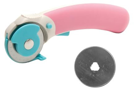 Sew Easy Cortador giratorio de 45 mm, hoja rodante para costura, costura, patchwork, mango ergonómico, protector de hoja de bloqueo de seguridad, agarre suave