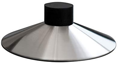 Edelstahl-Türstopper Volcano, Türkeil für schwere Türen ohne Bohren, Ø100 mm, Höhe 18 mm, Türpuffer, Türfeststeller, rutschfest, Gummipuffer - PHOS Design