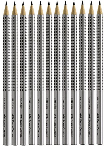 Faber-Castell 12er Sparpack (2x6) Bleistifte GRIP 2001 (2, silber B)