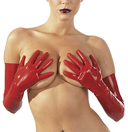 Latex-Handschuhe Lange Form für Sie und Ihn Rot S - L The Latex Collection Größe (L)arge