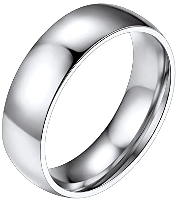PROSTEEL Herren 6mm breit Band Ring Edelstahl hochglanzpoliert Partnerring Ehering schlicht Verlobungsring Trauring Modeschmuck für Hochzeit Jahrestag, Größe 69
