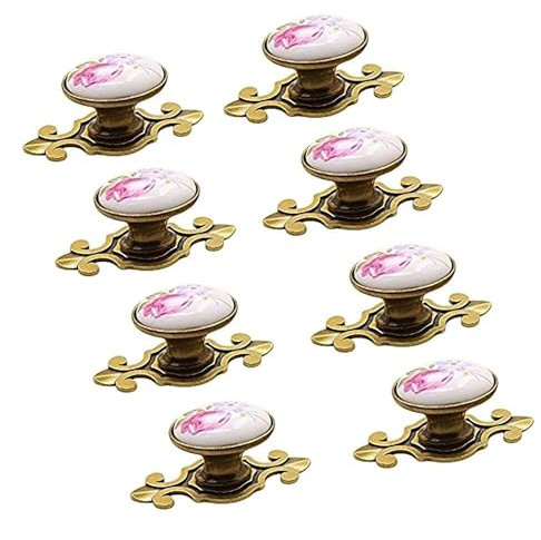EBETA 10er Schubladenknopf Vintage Schrankknöpfe Möbelknopf Schrankgriffe Türknöpfe Knauf für Schrank, Schublade, aus Keramik (Bronz-Tulpe)