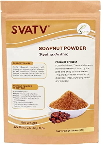 SVATV Reetha/Aritha Puder/Waschnuss Puder (Sapindus Laurifolia) F�R SEIDIGE HAARE - (227 g) | Excellent Hair Conditioner