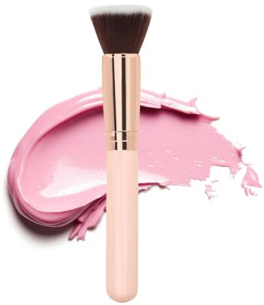 TRIXES Roségold Bilden Stiftung Pinsel - Professionelles Kosmetik Kabuki Werkzeug für Gesichtsmischcreme flüssig oder Pulver Concealer Highlighter usw - Flache Spitze